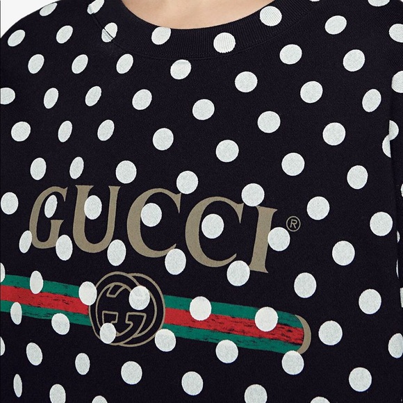 Gucci Black Logo Polka Dot Sweatshirt XXXS XS 617964 Designer Luxury Top Trendy - Picture 9 of 16